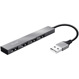 USB ჰაბი Trust 23786, 4-in-1 USB 2.0 hub, Gray